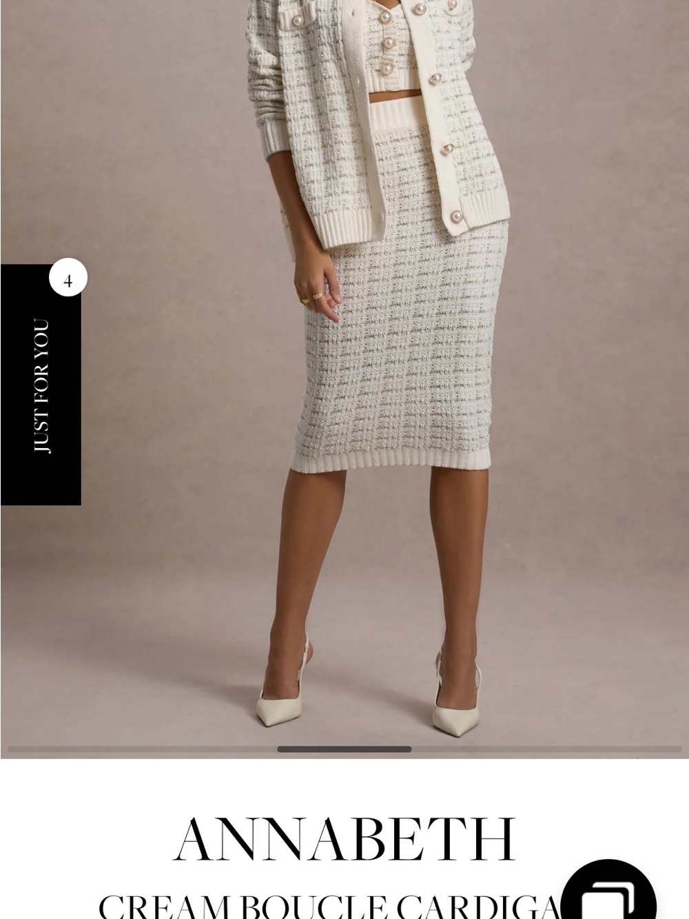 Club L London Annabeth Tweed Knit Sweater Top and Skirt Matching Set Two Piece - Picture 2 of 4